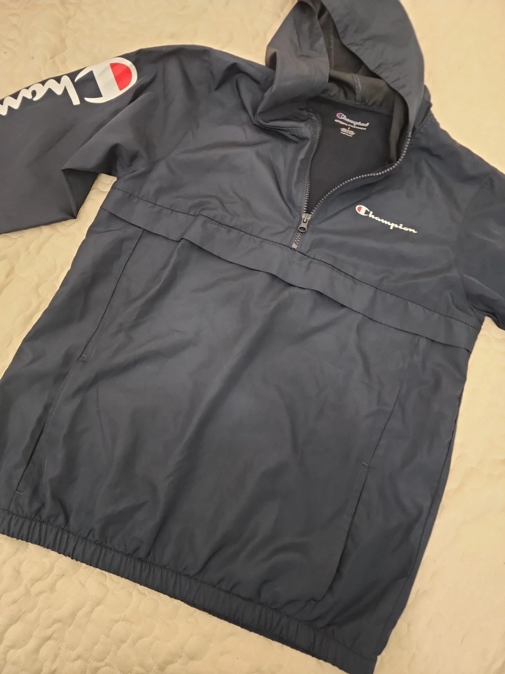 Champion Men's Navy Hooded Pullover Jacket